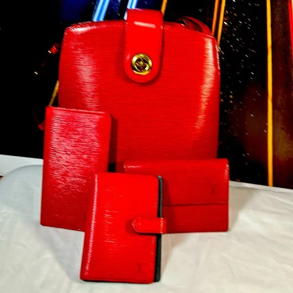 Louis Vuitton | Bags | Louis Vuitton Red Epi Bundle 4 Pieces  display picture 1